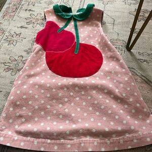 Mini Boden pink corduroy dress with cherries